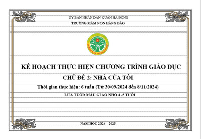 Kế hoạch thực hiện chương trình giáo dục chủ đề 2 lứa tuổi MGN