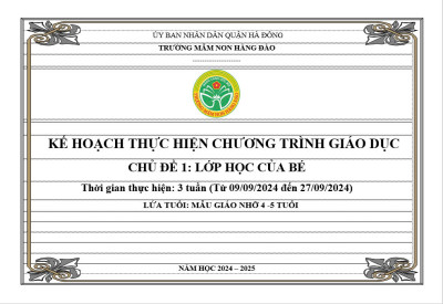 Kế hoạch thực hiện chương trình giáo dục chủ đề 1 lứa tuổi MGN