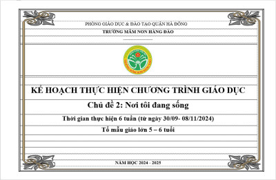 Kế hoạch thực hiện chương trình giáo dục chủ đề 2 lứa tuổi MGL