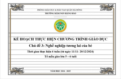 Kế hoạch thực hiện chương trình giáo dục chủ đề 3 lứa tuổi MGL