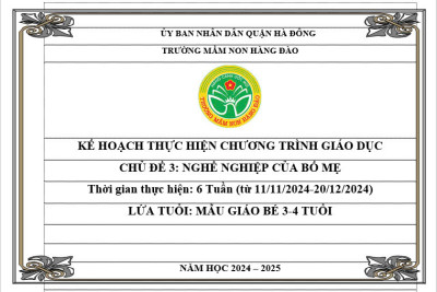 Kế hoạch thực hiện chương trình giáo dục chủ đề 3 lứa tuổi MGB