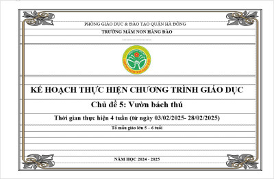 Kế hoạch thực hiện chương trình giáo dục chủ đề 5 lứa tuổi MGL