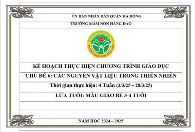 Kế hoạch thực hiện chương trình giáo dục chủ đề 6 lứa tuổi MGB